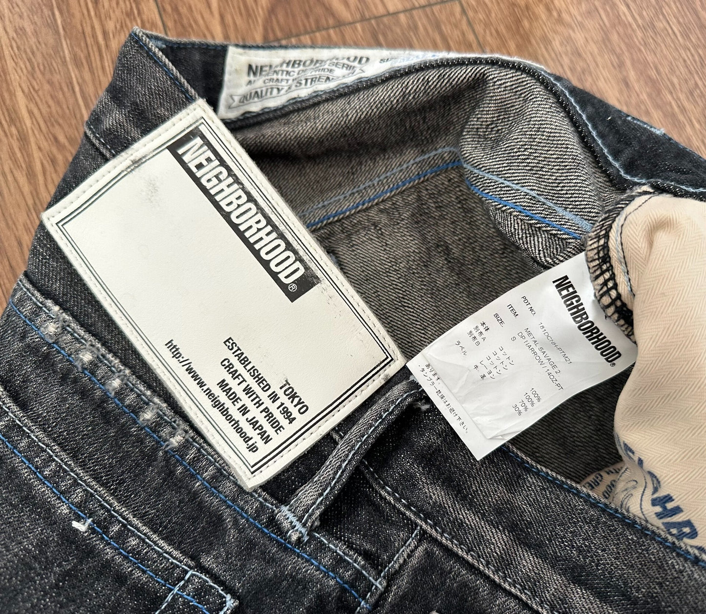 neighborhood metal savage narrow denim pants