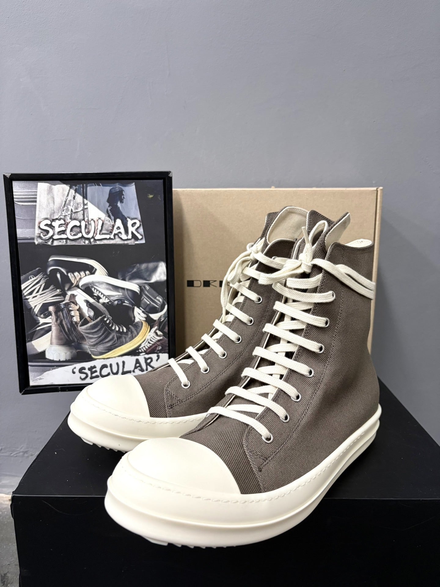 RickOwens Drkshdw High-Top Brown Canvas Sneakers