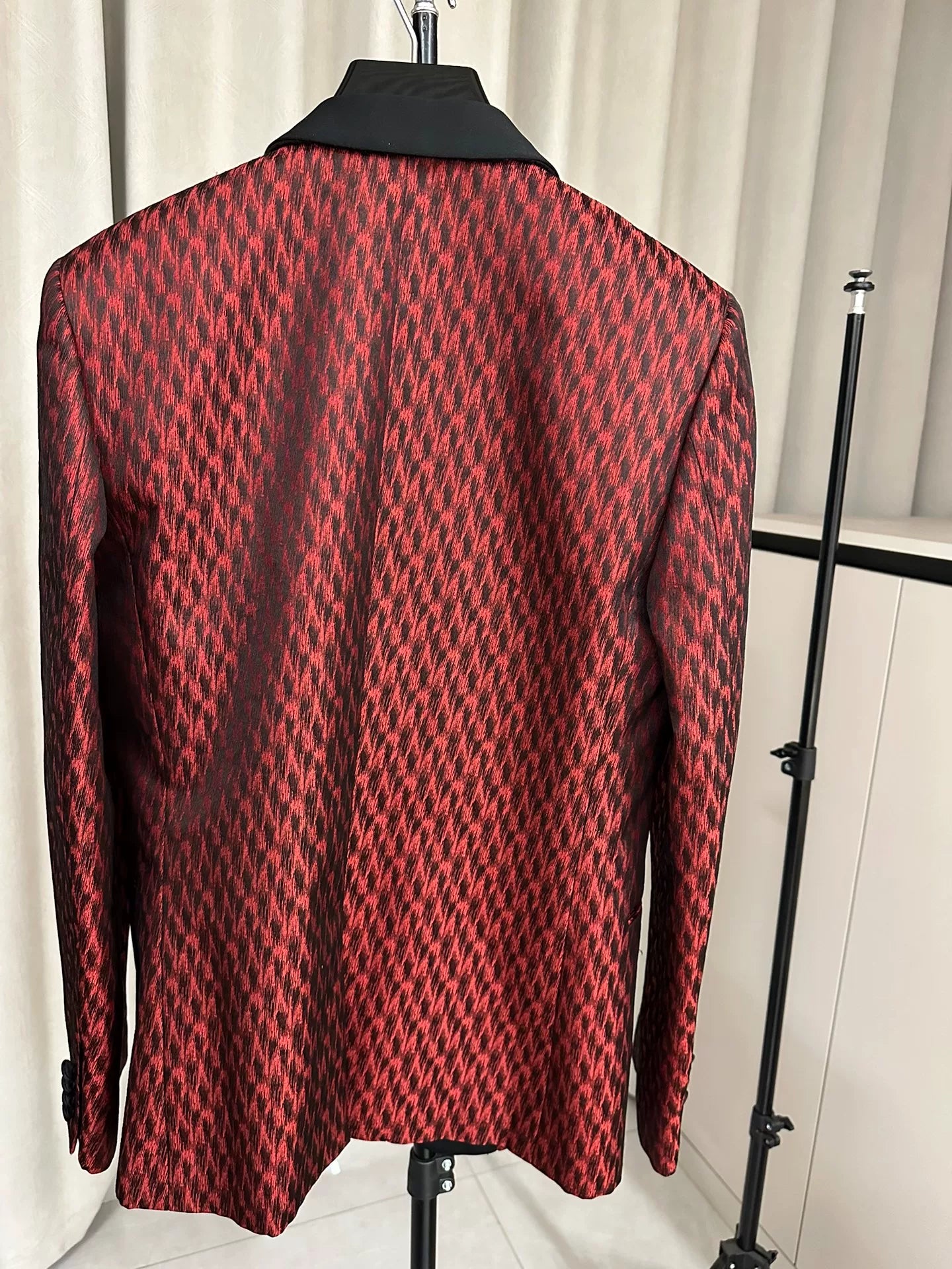 Saint Laurent Red Black Leopard Blazer