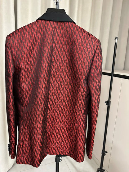 Saint Laurent Red Black Leopard Blazer