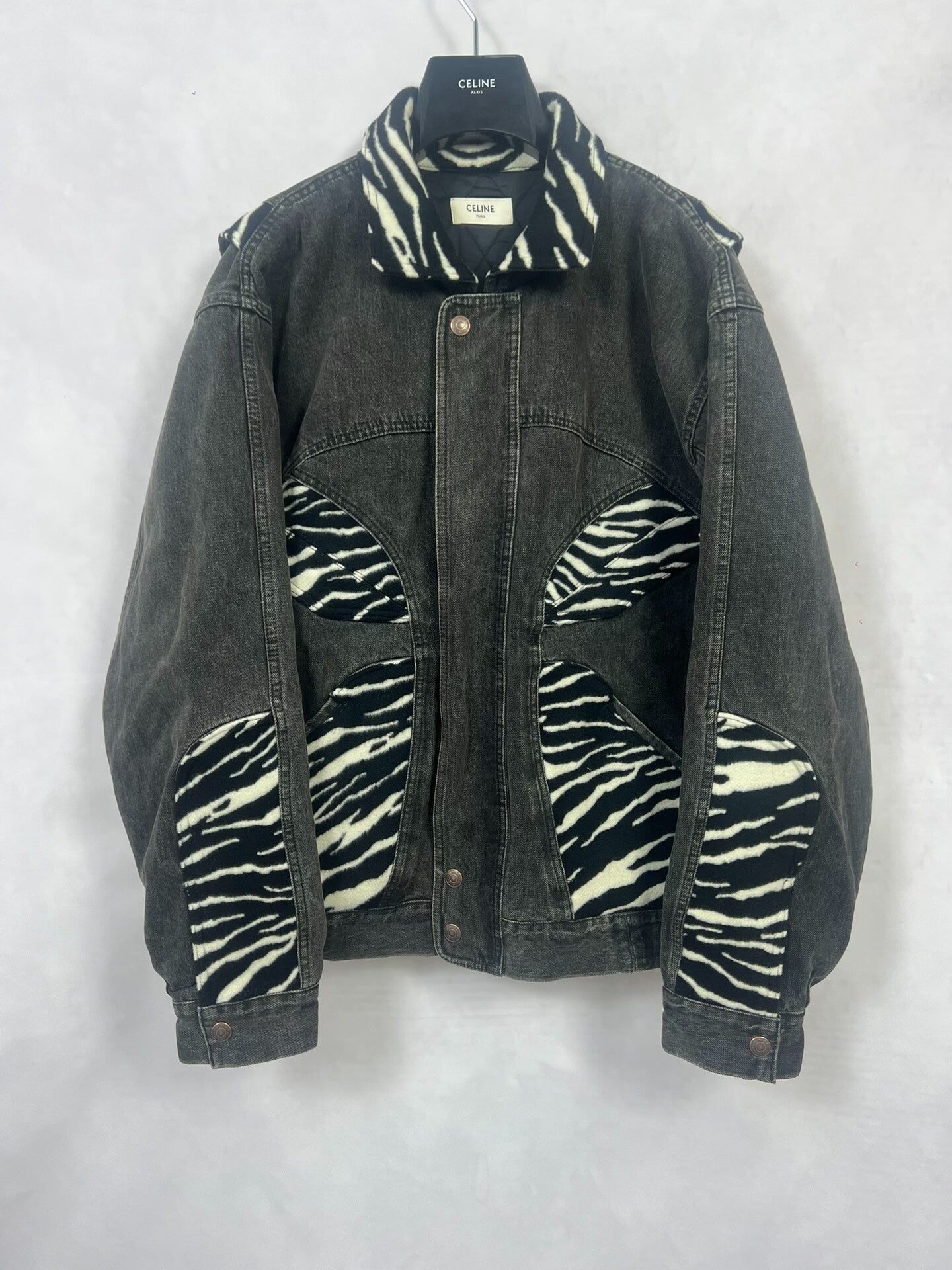 Celine Zebra-Pattern Denim Jacket