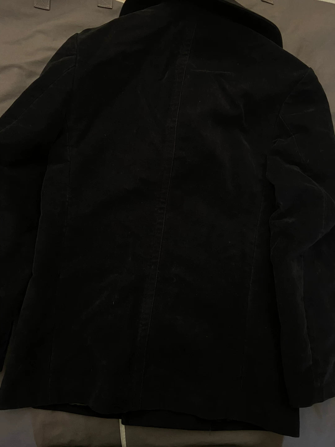 maison margiela double-breasted coat in navy