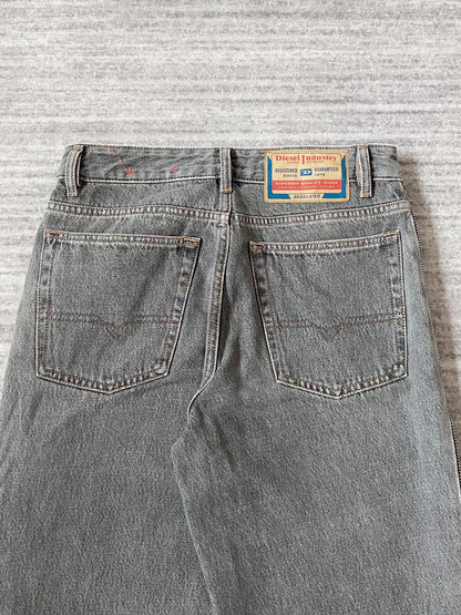 diesel gray red zipper flared jeans