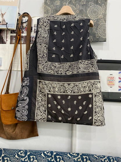 visvim kora down vest with patchwork design