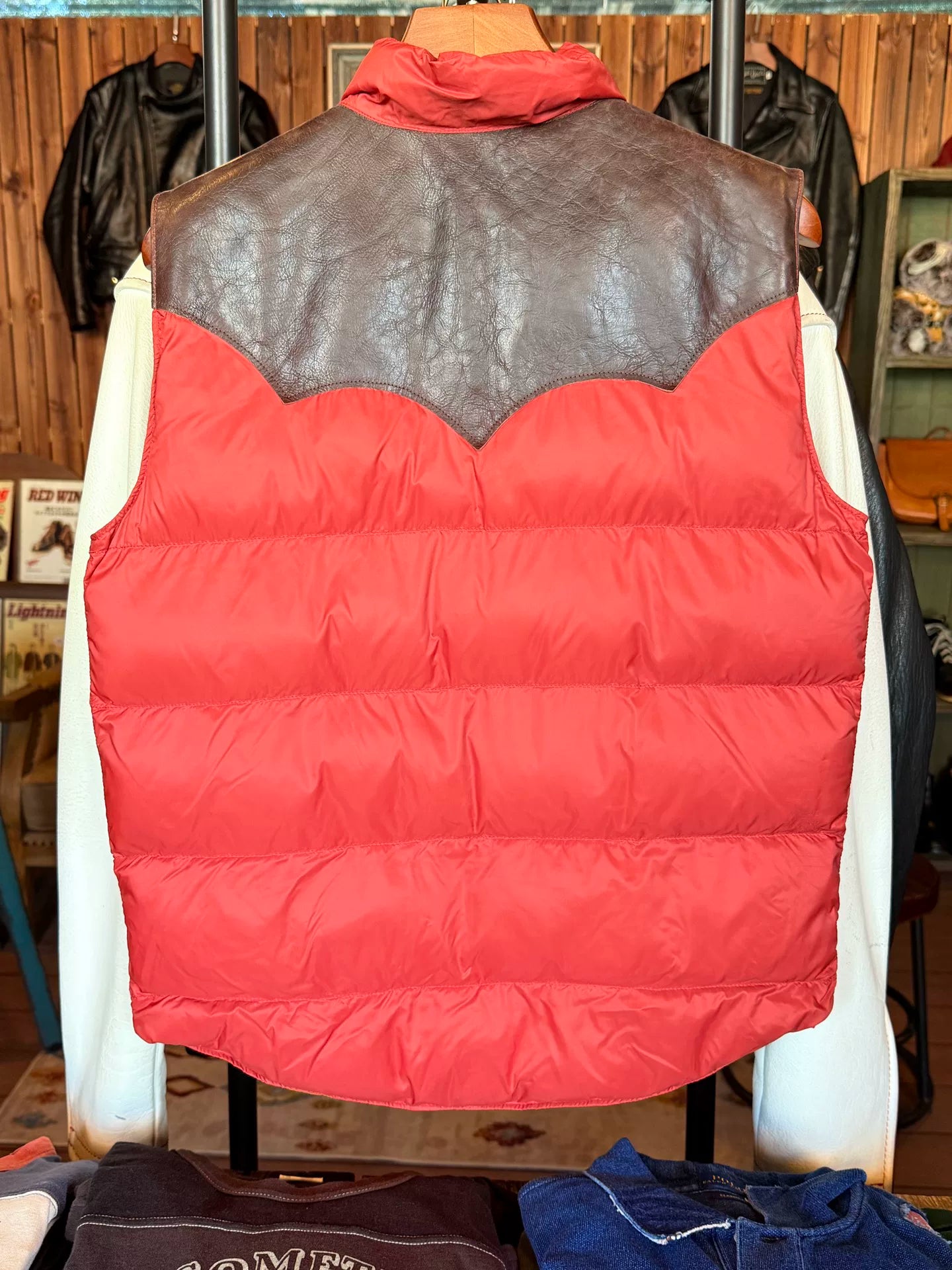 RRL Leather Paneled Cotton Vest
