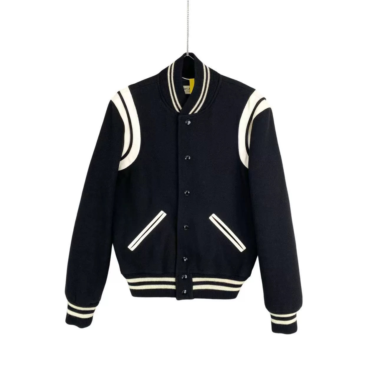 Saint Laurent Wool Striped Baseball Jacket