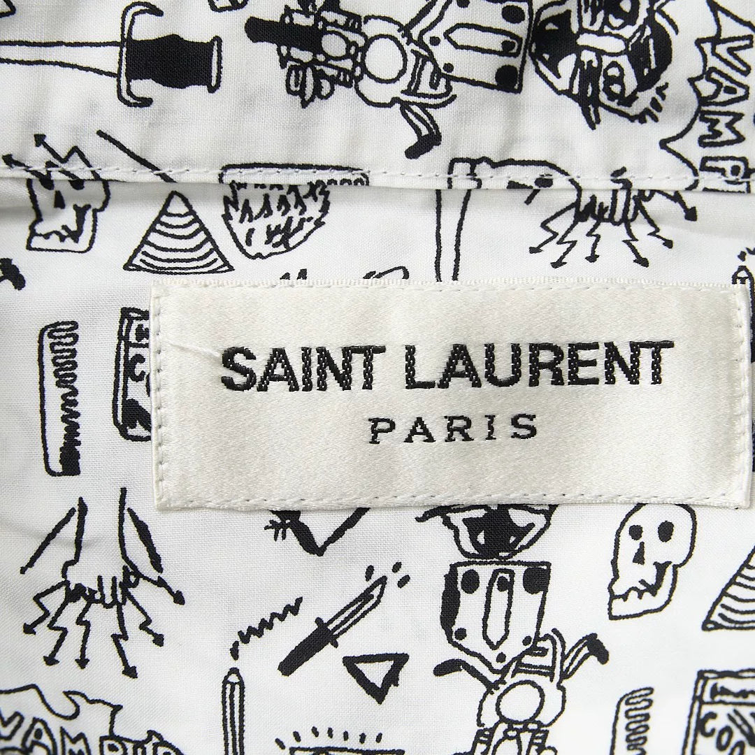 Saint Laurent Men's White Printed Shirt
