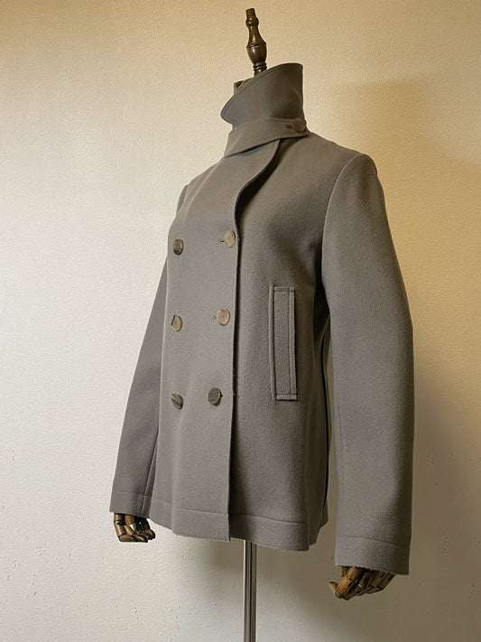 elegant double-breasted wool short jacket