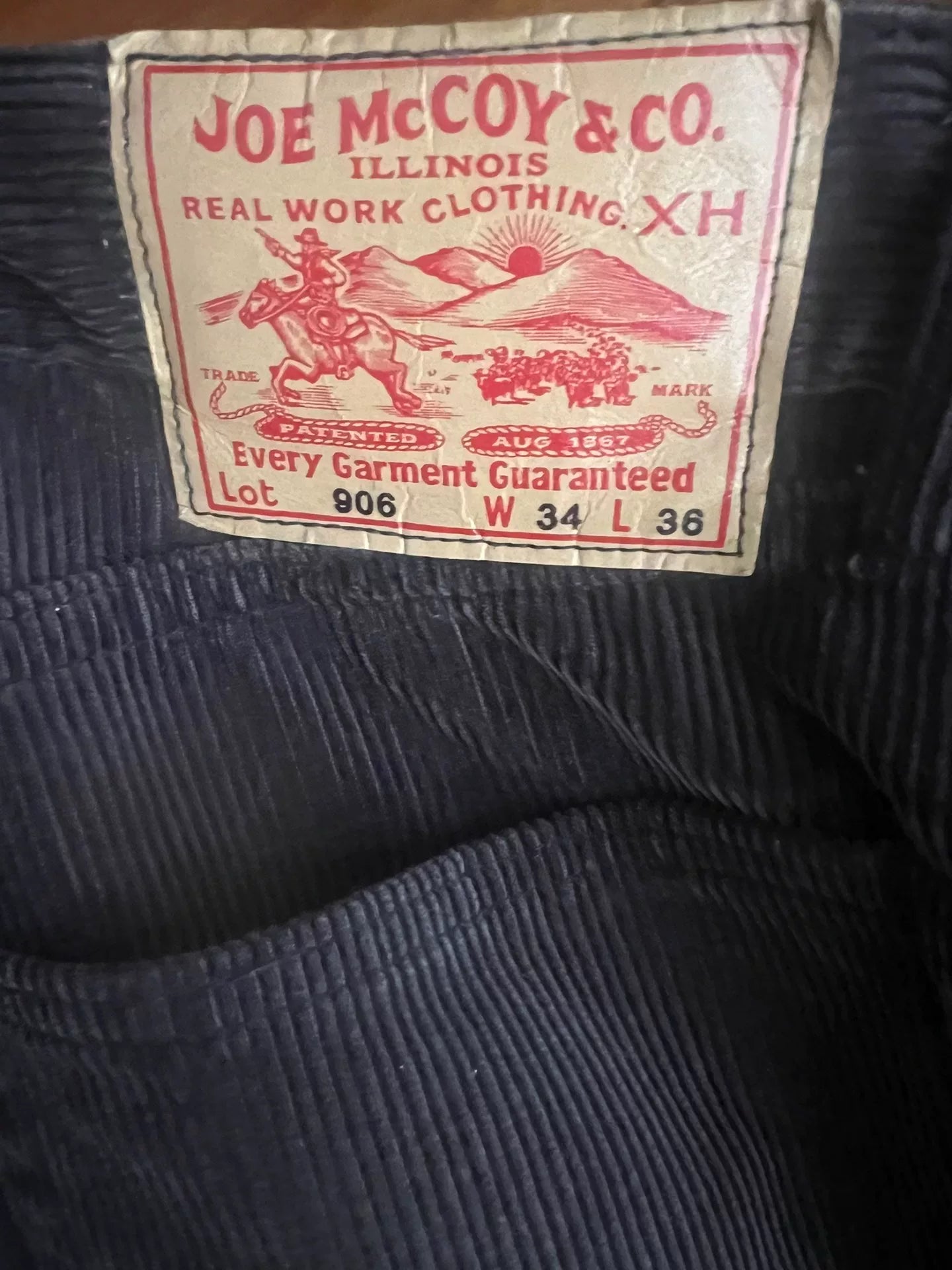 The Real McCoy's Corduroy Trousers, Size 34
