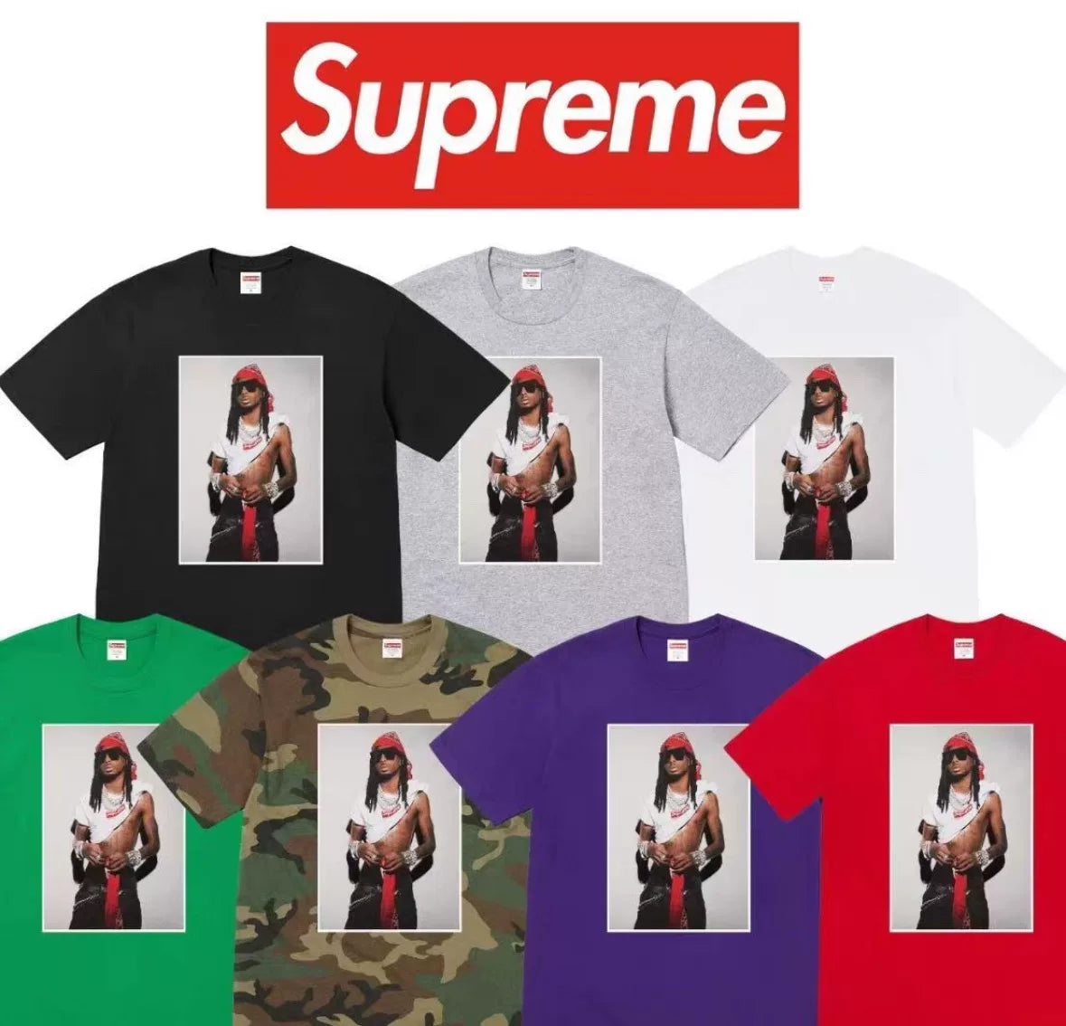 Supreme Graphic T-Shirt in Camouflage or Red