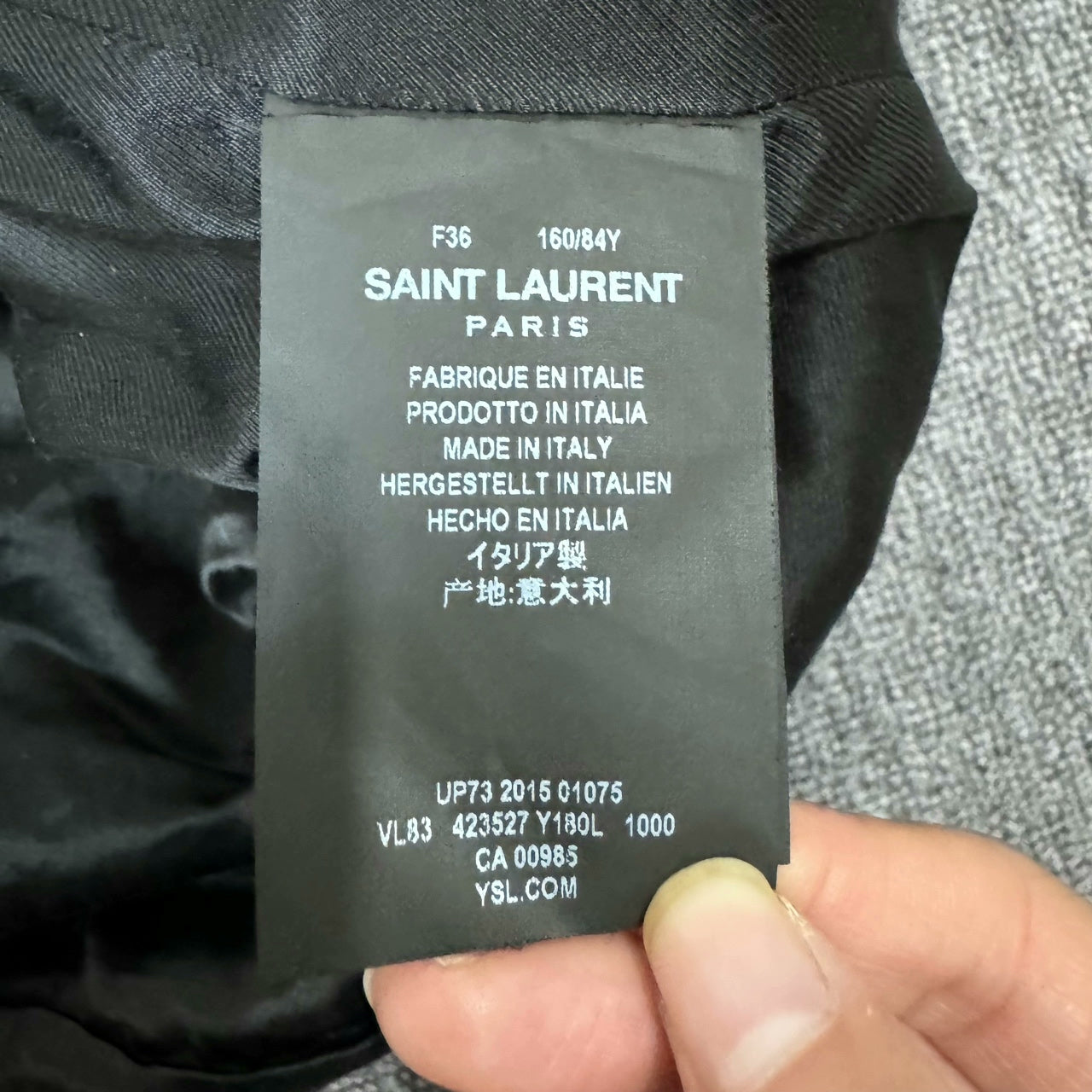 Saint Laurent Black Leather Sleeve Varsity Jacket