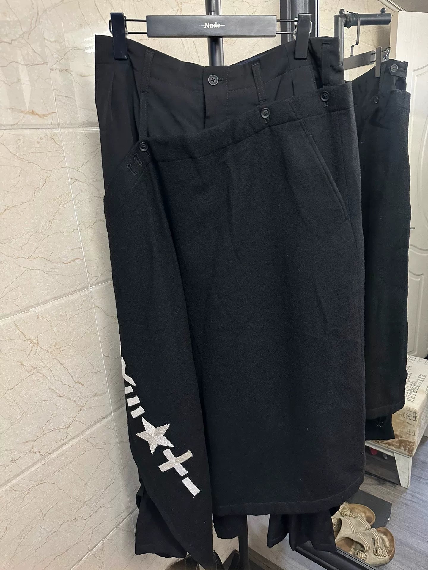 Yohji Yamamoto 19AW Asymmetric Star Skirt Pants