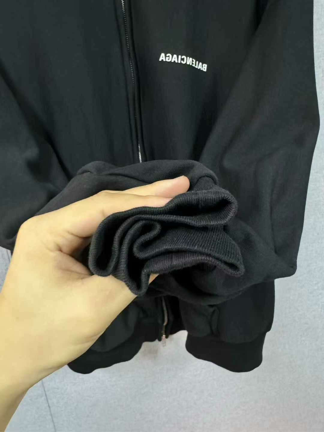 balenciaga logo zip-up jacket in black