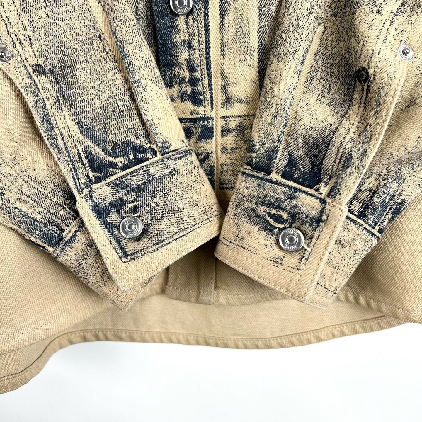 Dior Beige Distressed Gradient Denim Jacket