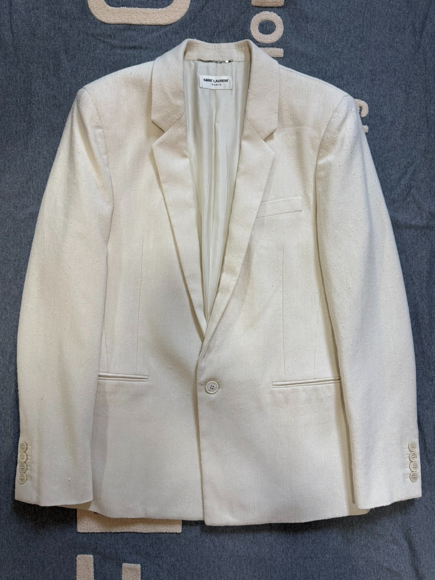 Saint Laurent Cream Wool Blazer