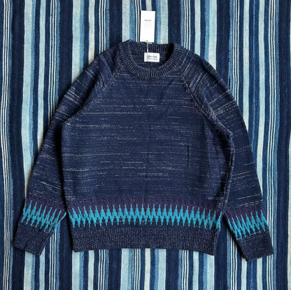 kuon zig-zag sweater in navy blue