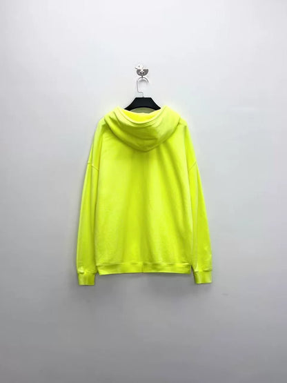 balenciaga neon yellow logo hooded sweatshirt