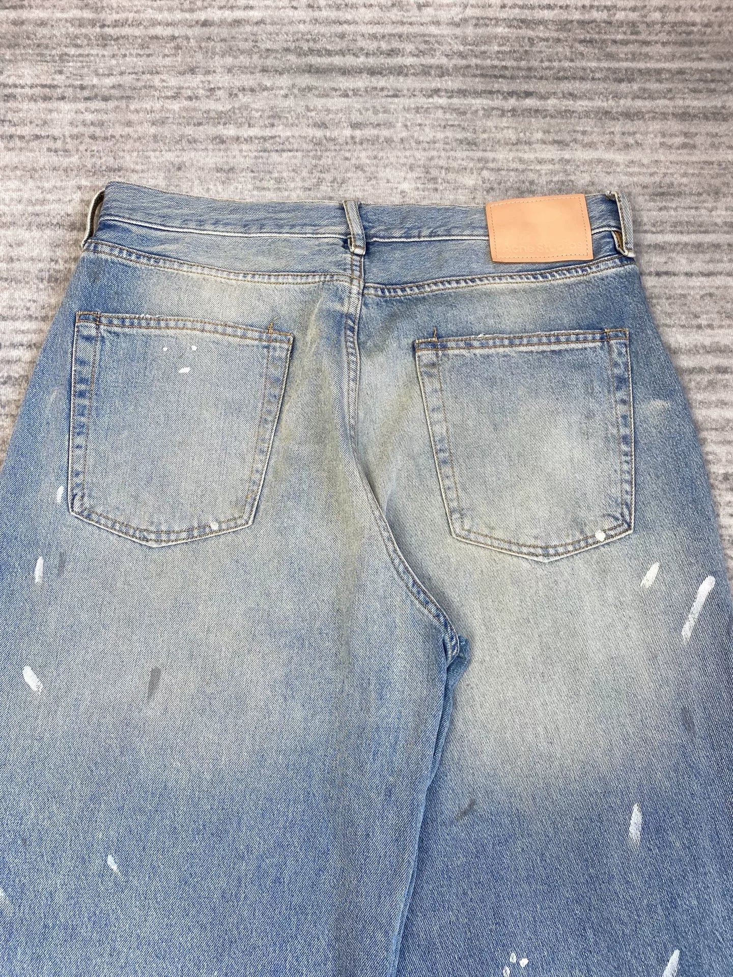Acne Studios Blue Ink Splash Baggy Jeans