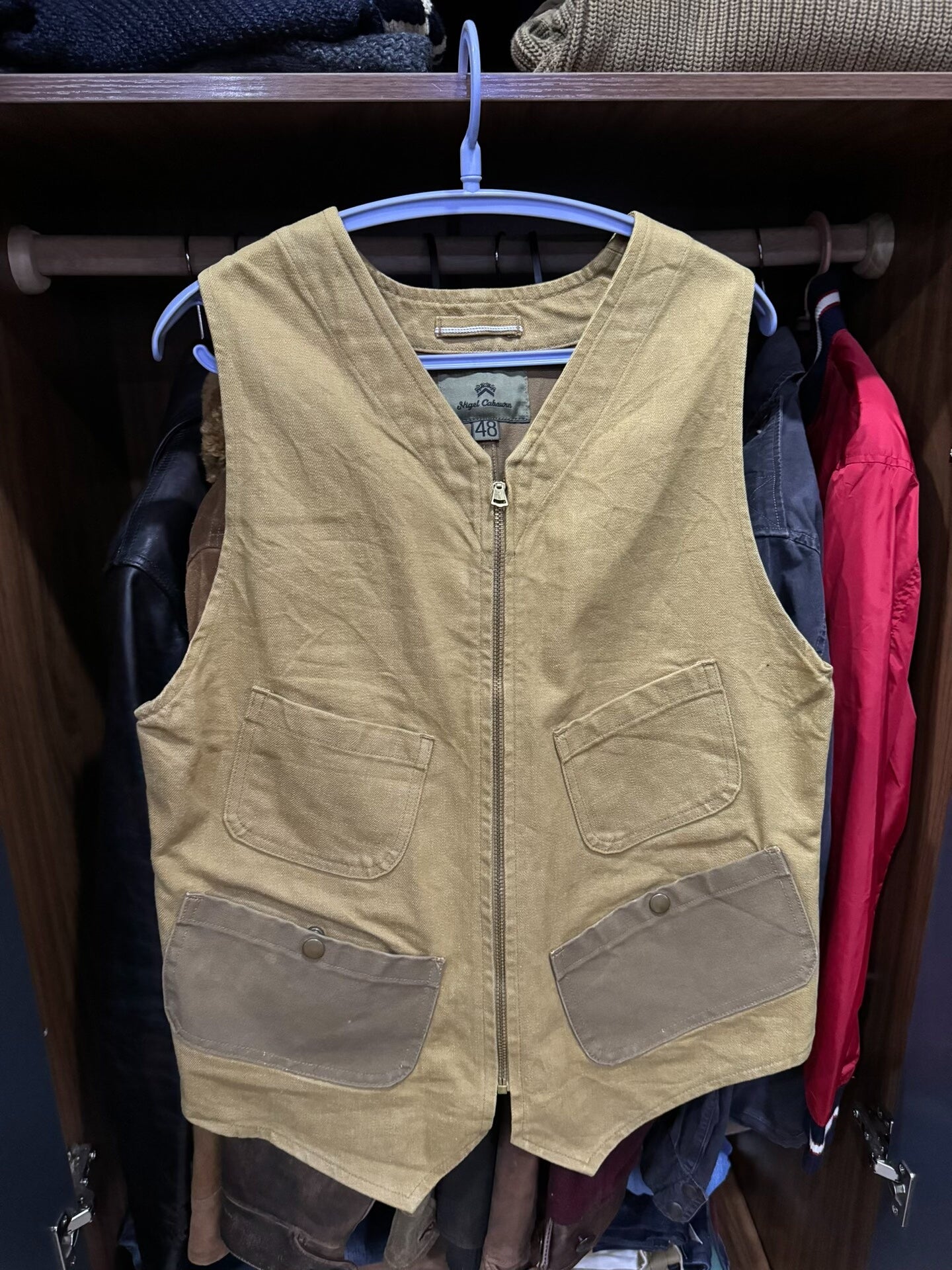 nigel cabourn canvas vest with pockets