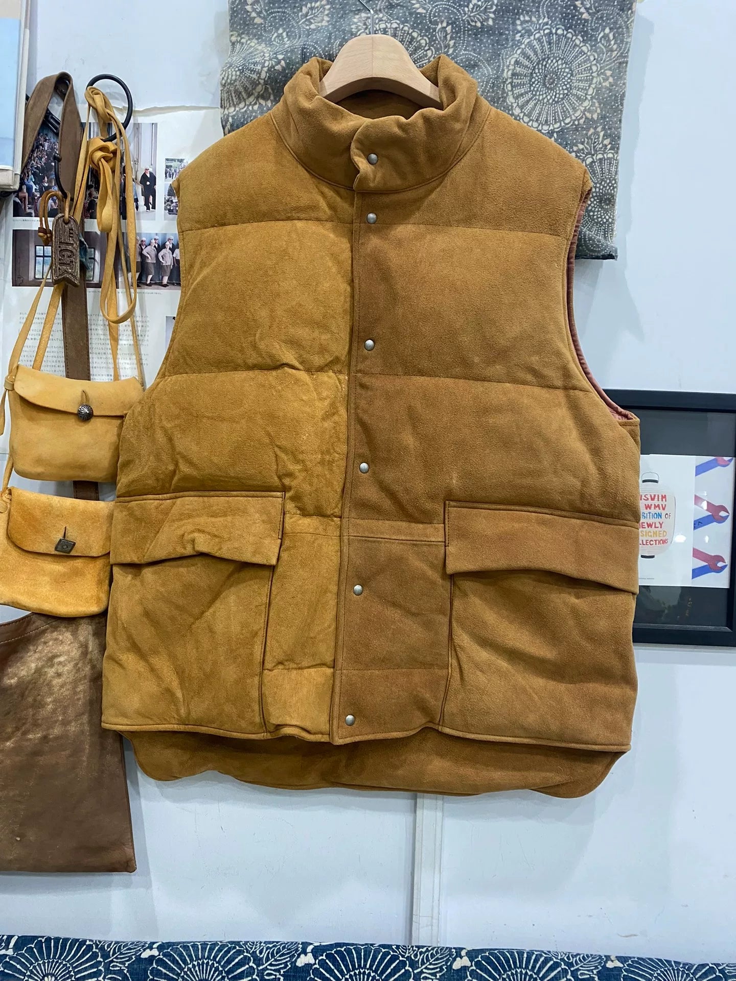 VISVIM Walker Down Vest in Camel Color