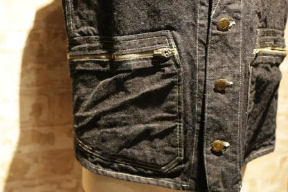 denim vest with large back pocket