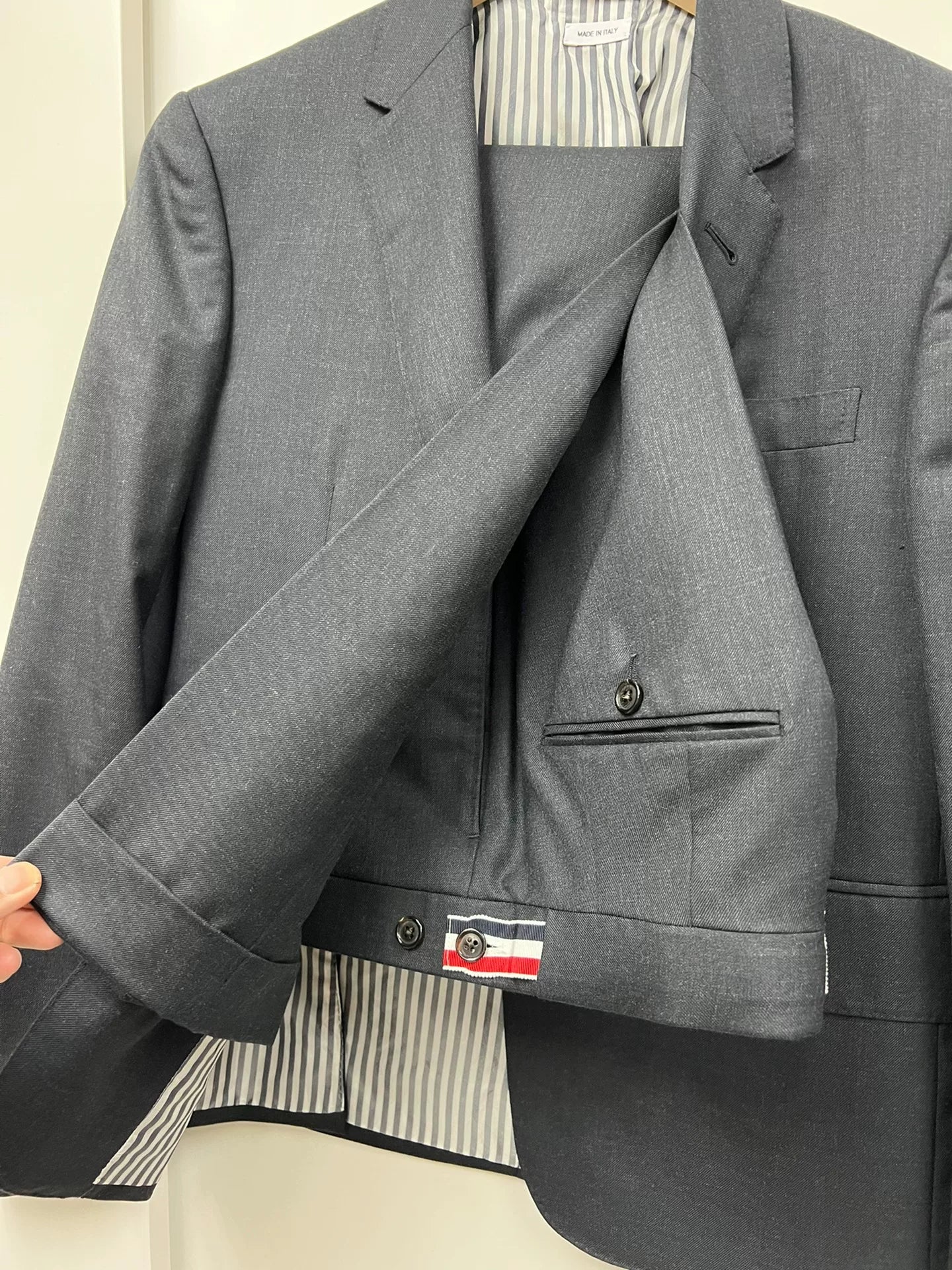 thom browne charcoal blazer and pants set