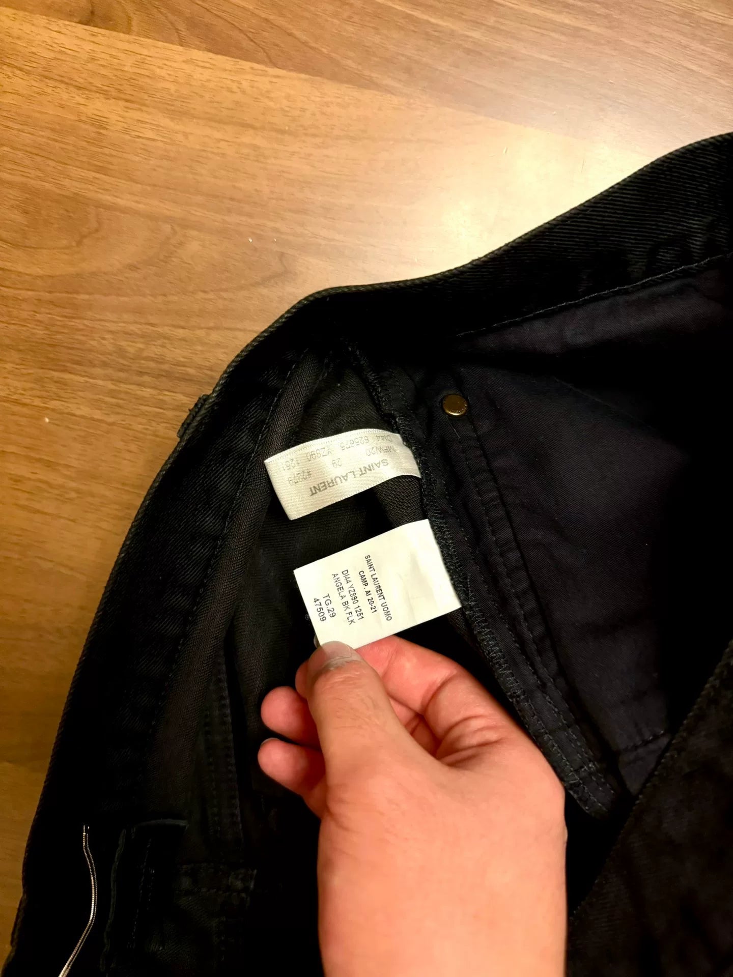 saint laurent black straight-leg denim pants