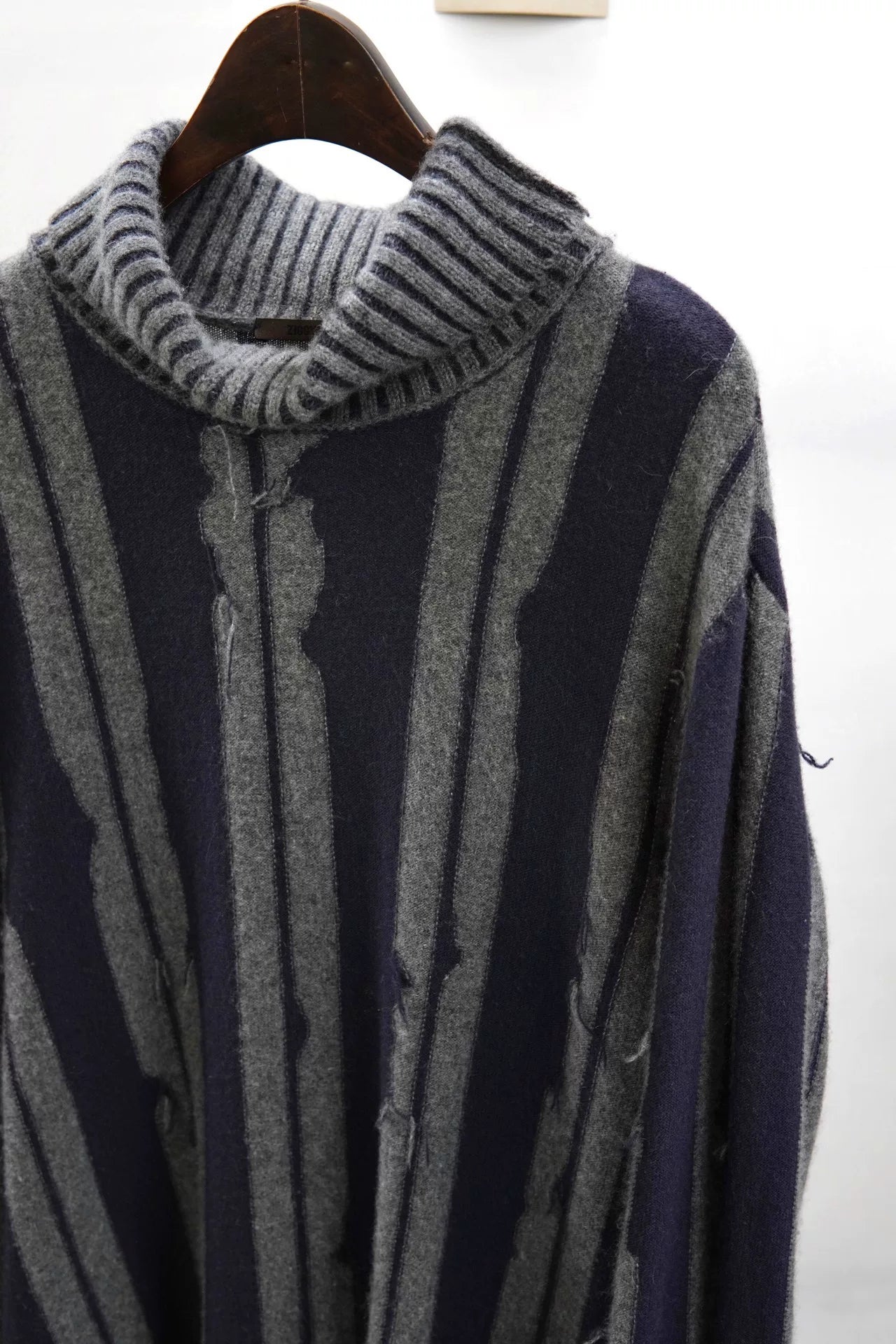 Ziggy Chen A/W 2016 Distressed Stripe Cashmere Sweater