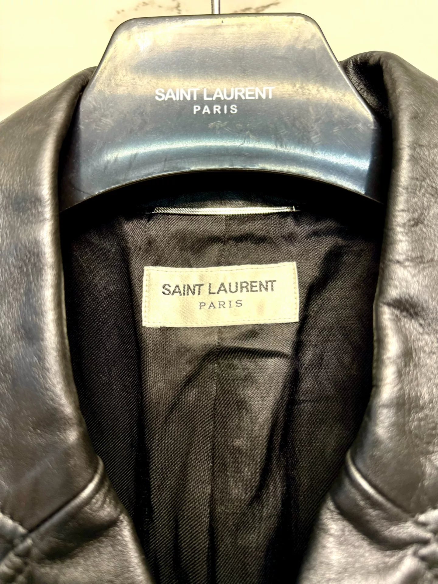 saint laurent studded black leather jacket