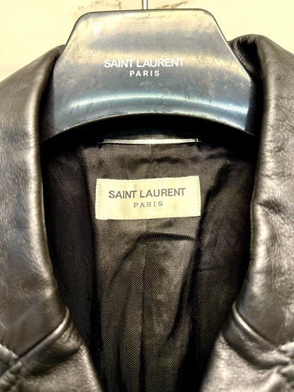 saint laurent studded black leather jacket
