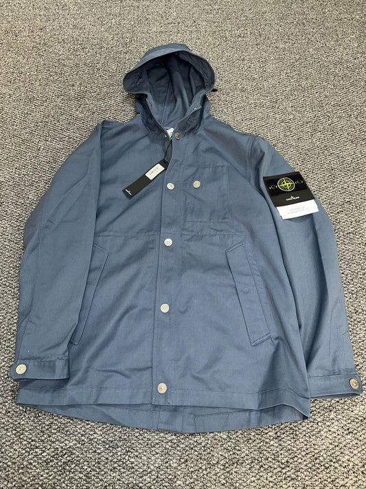 stone island blue fabric hooded jacket