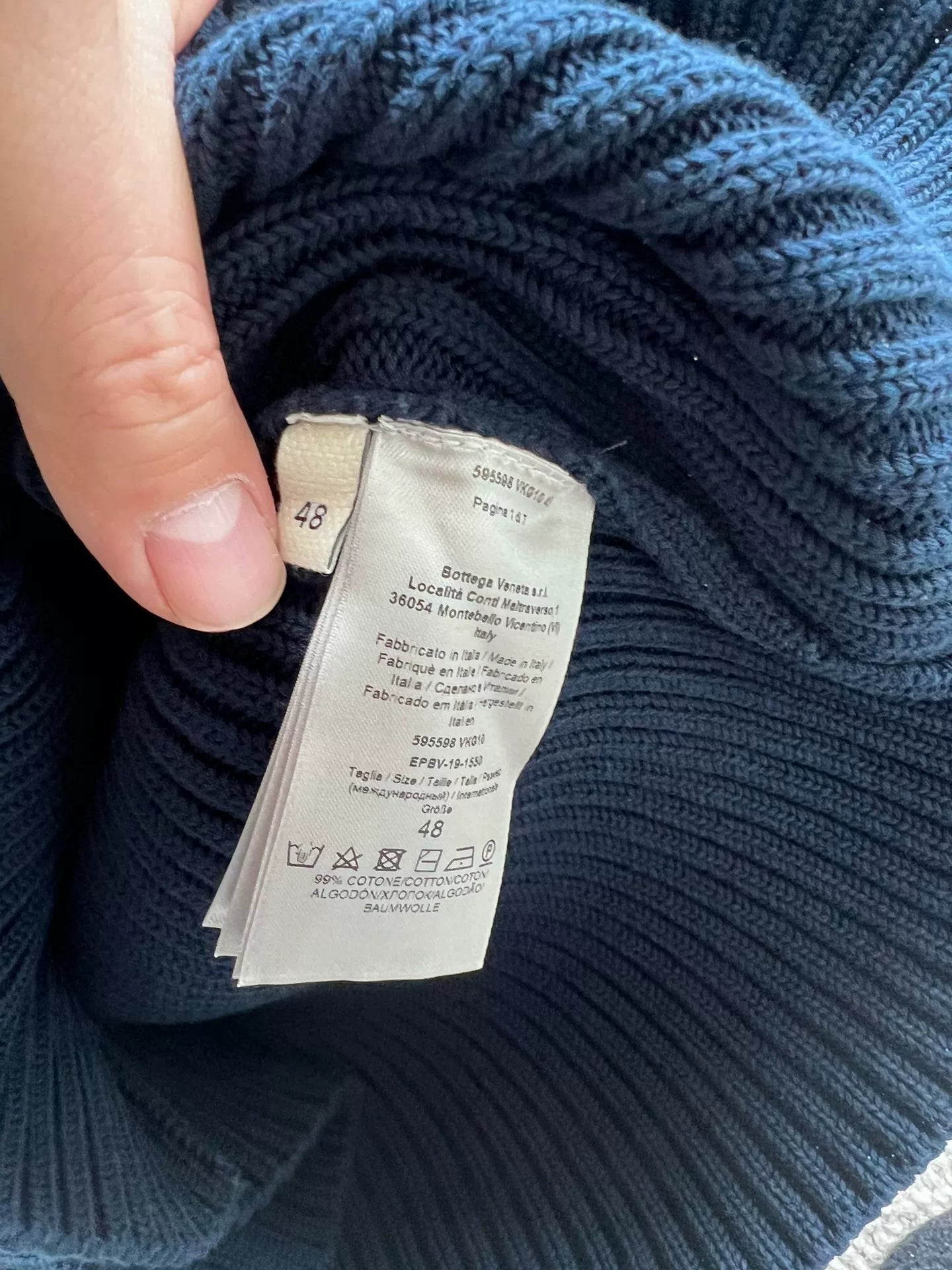 elegant navy knitted sweater by Bottega Veneta