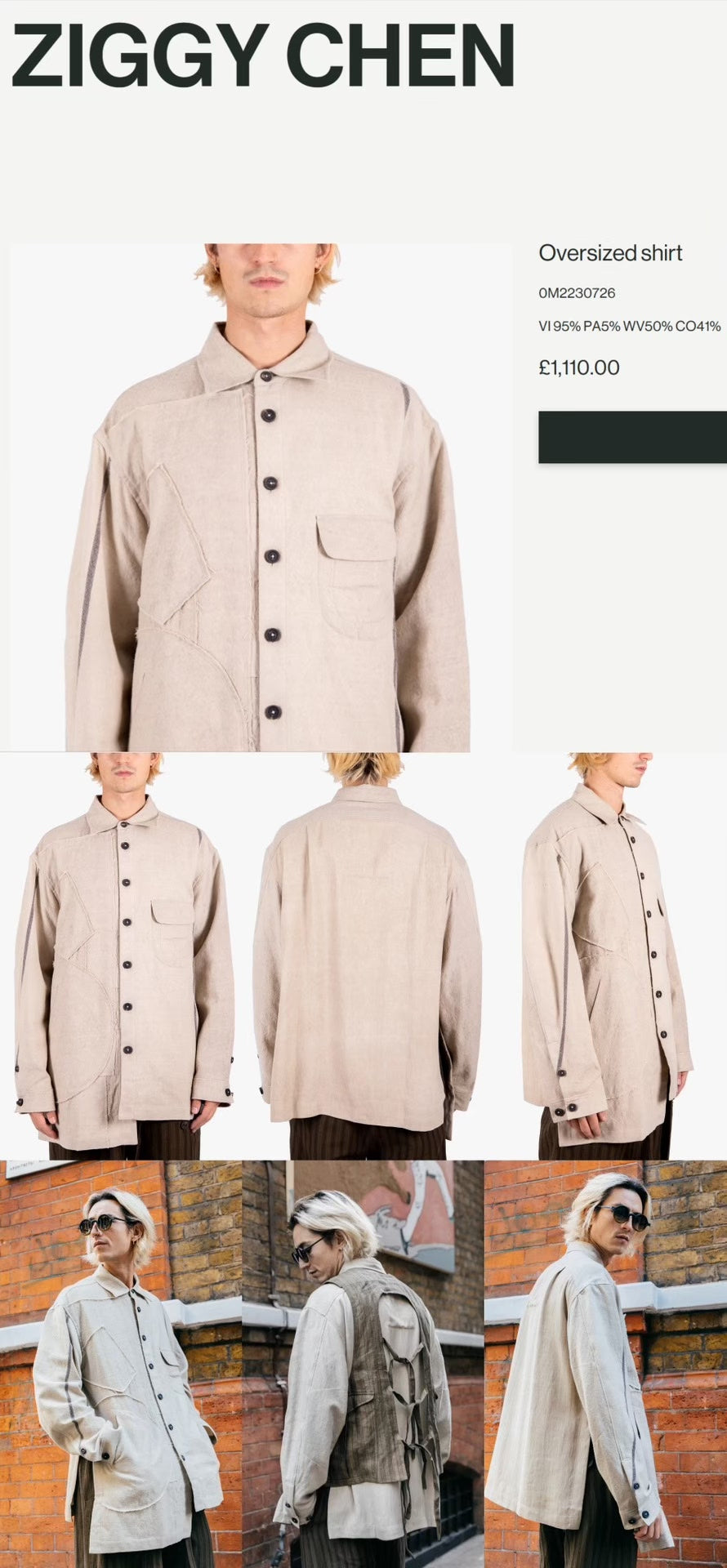 Ziggy Chen Oversized Wool Cotton Shirt Jacket