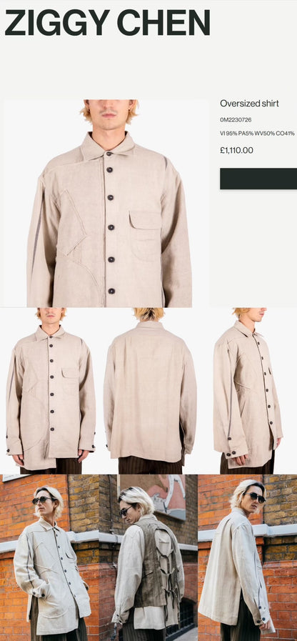 Ziggy Chen Oversized Wool Cotton Shirt Jacket