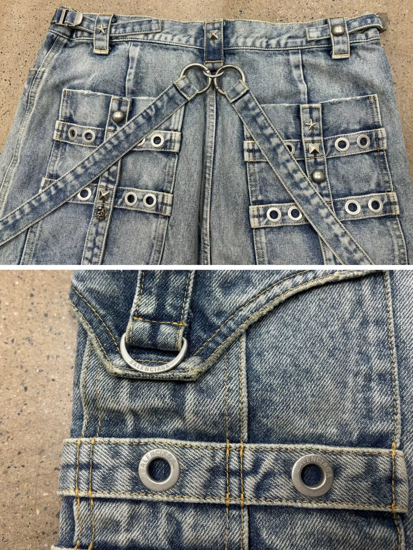 balenciaga raver baggy denim cargo pants