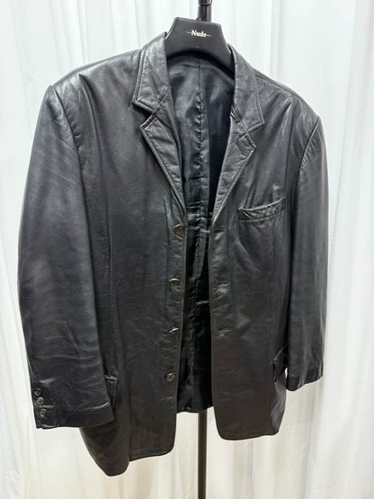 yohji yamamoto men's oversized leather jacket