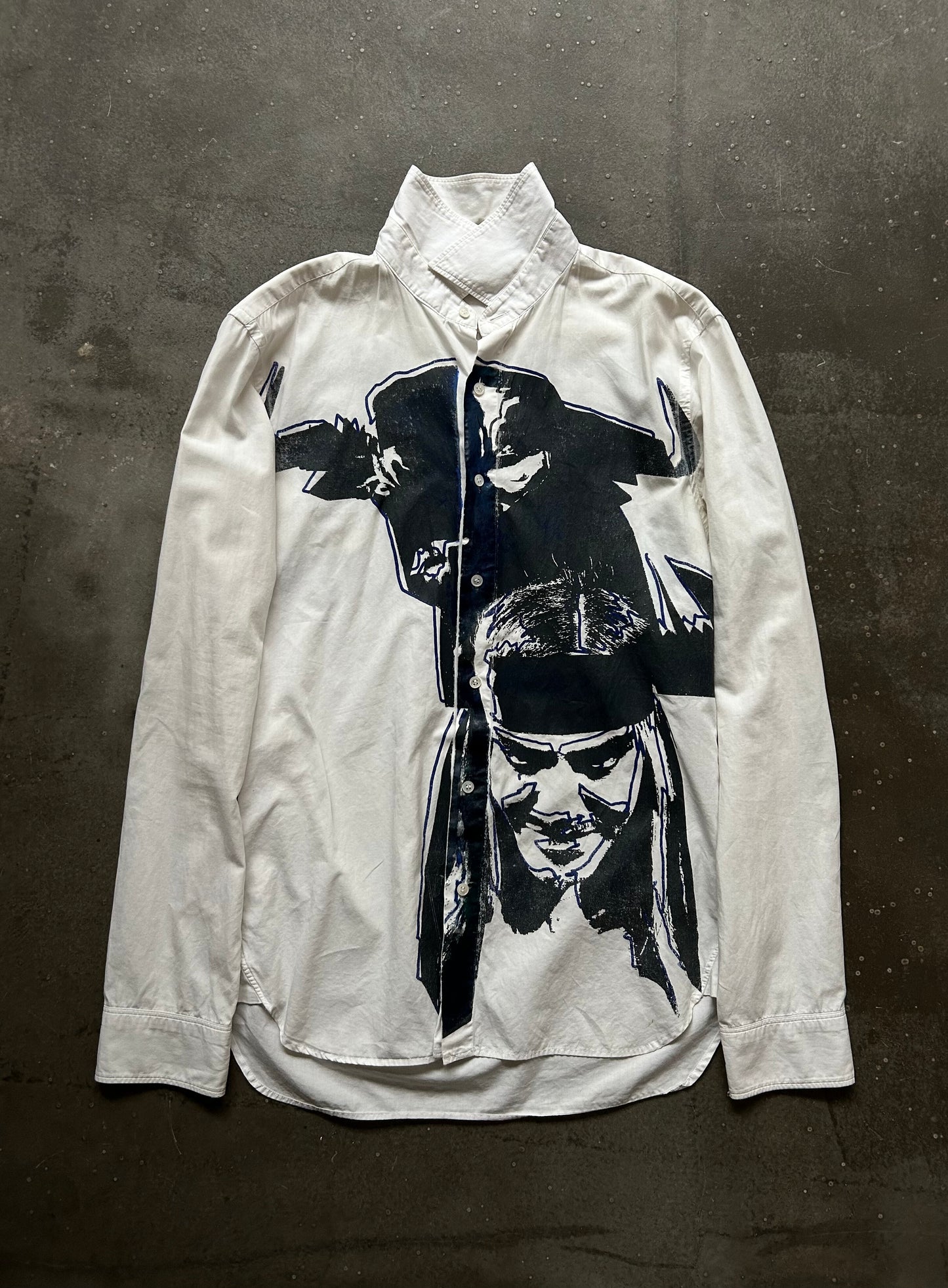 john galliano pirate print button-up shirt