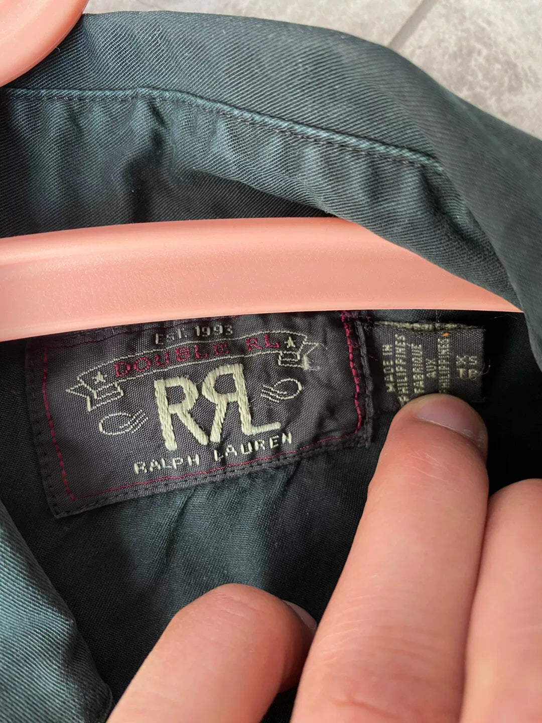 rrl western shirt in dark green shade