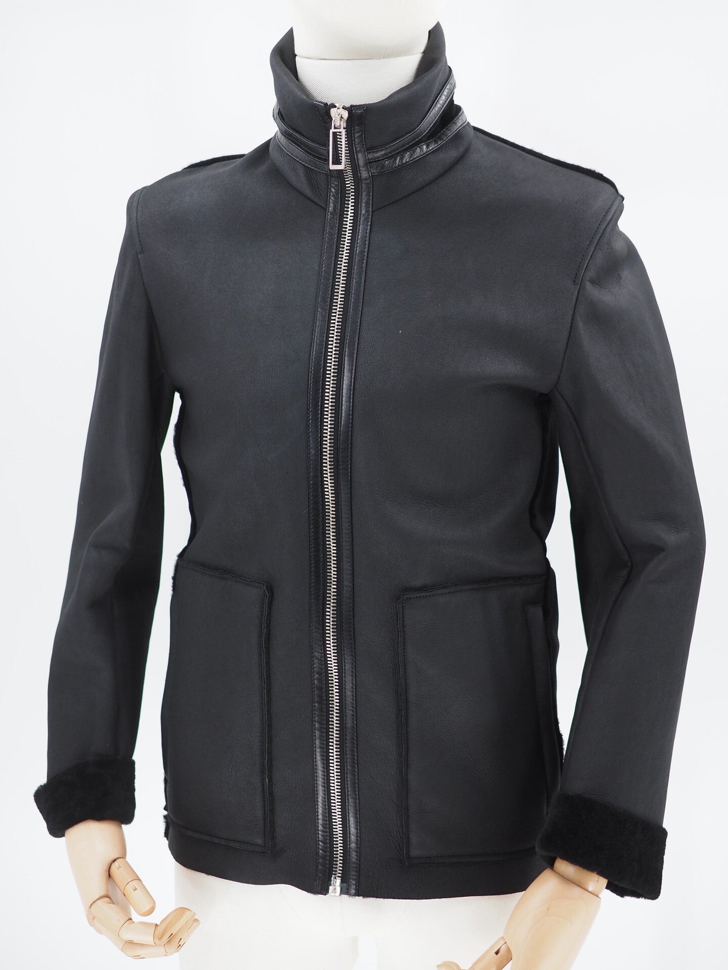 Dior Black Lamb Skin Shearling Jacket Size 46