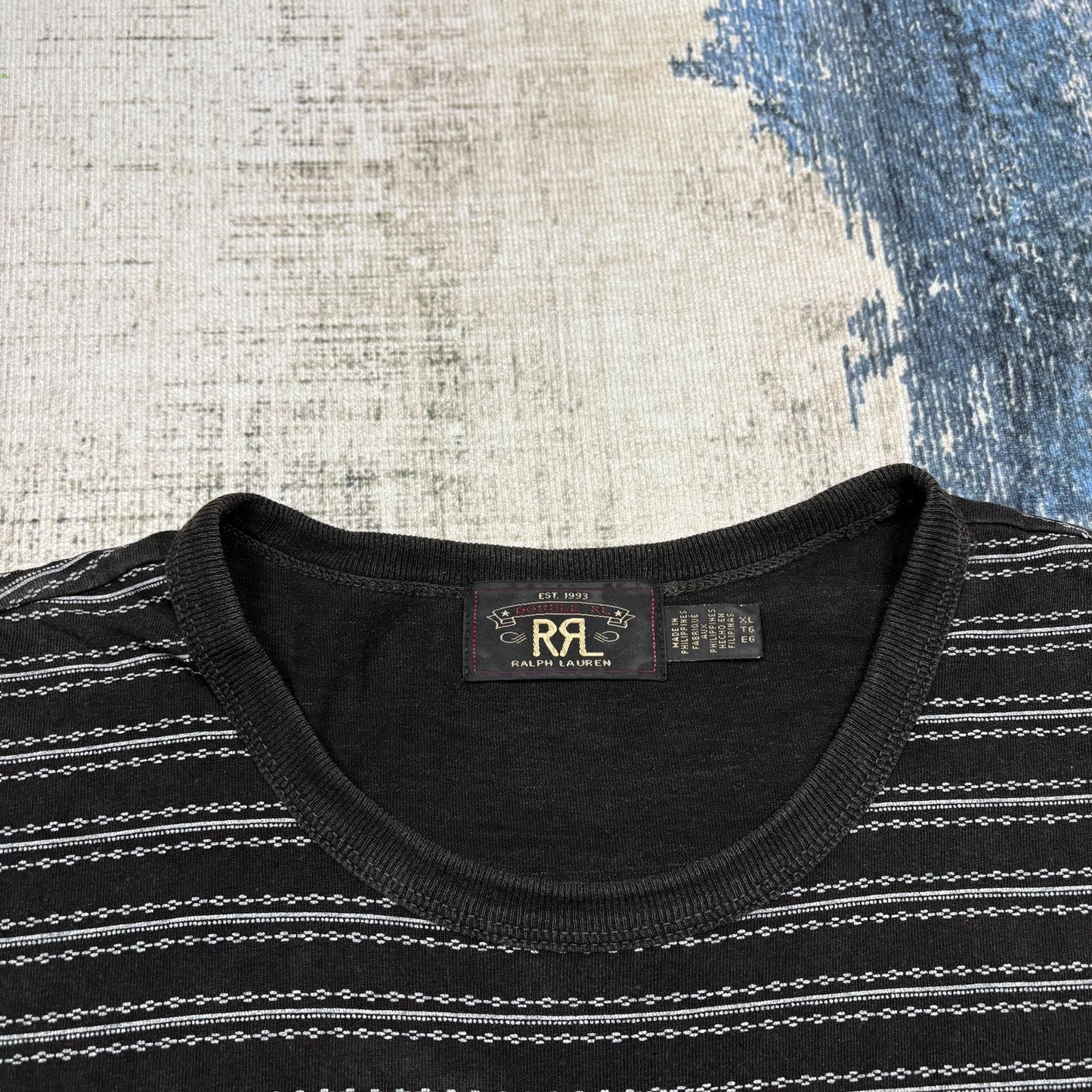 RRL 25SS Distressed Stripe Short-Sleeve T-shirt
