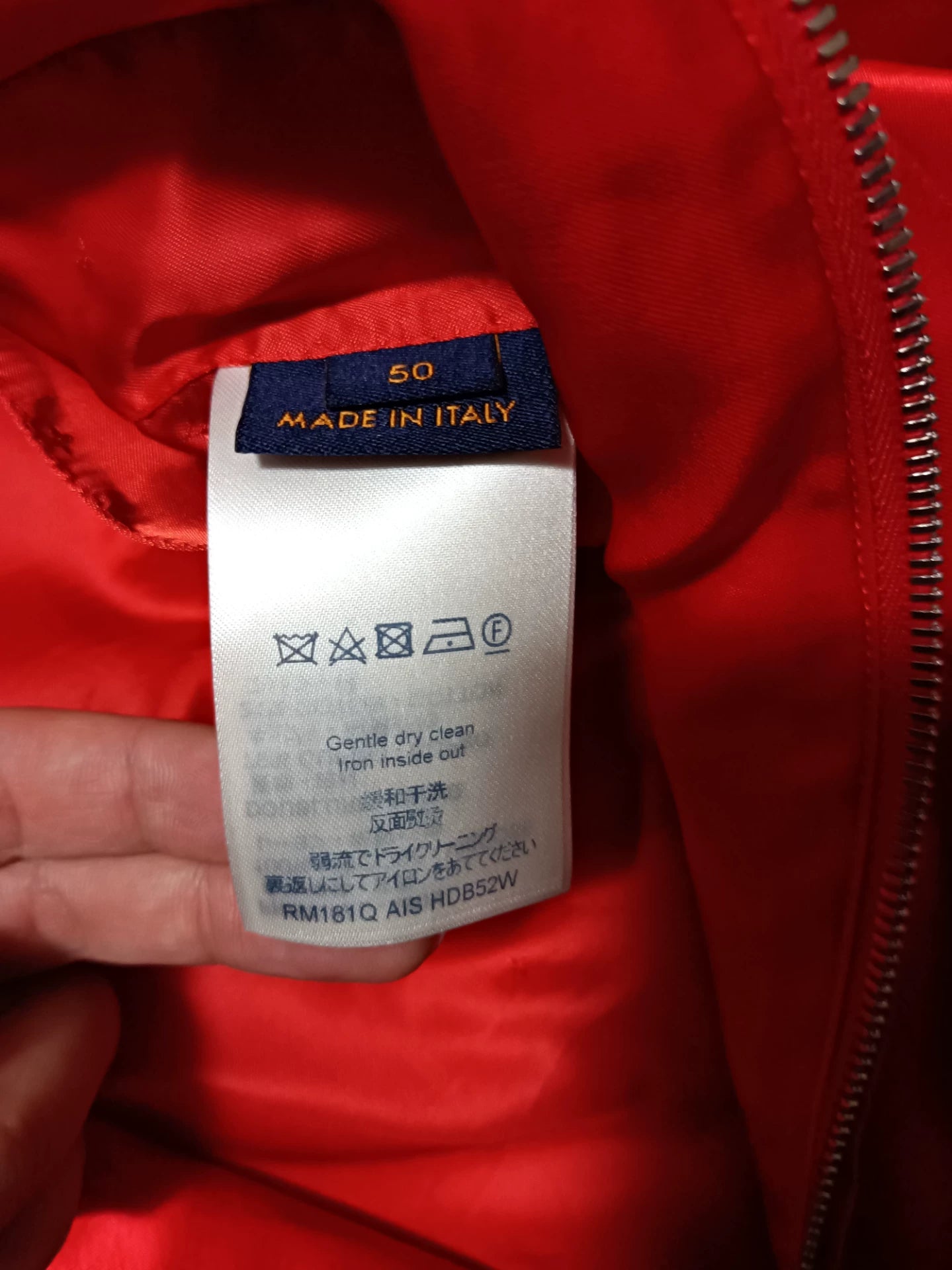 Louis Vuitton Red Satin Embroidered Logo Jacket SS18