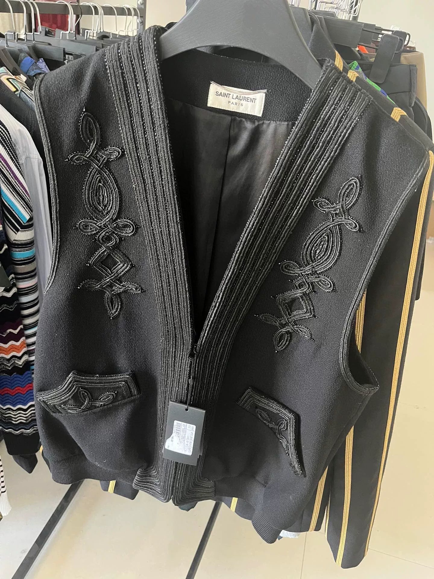 Saint Laurent Runway Beaded Embroidery Wool Vest