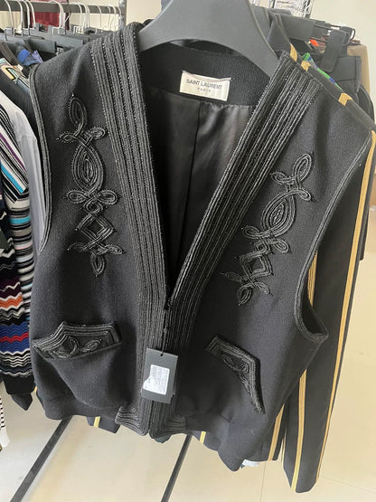 Saint Laurent Runway Beaded Embroidery Wool Vest