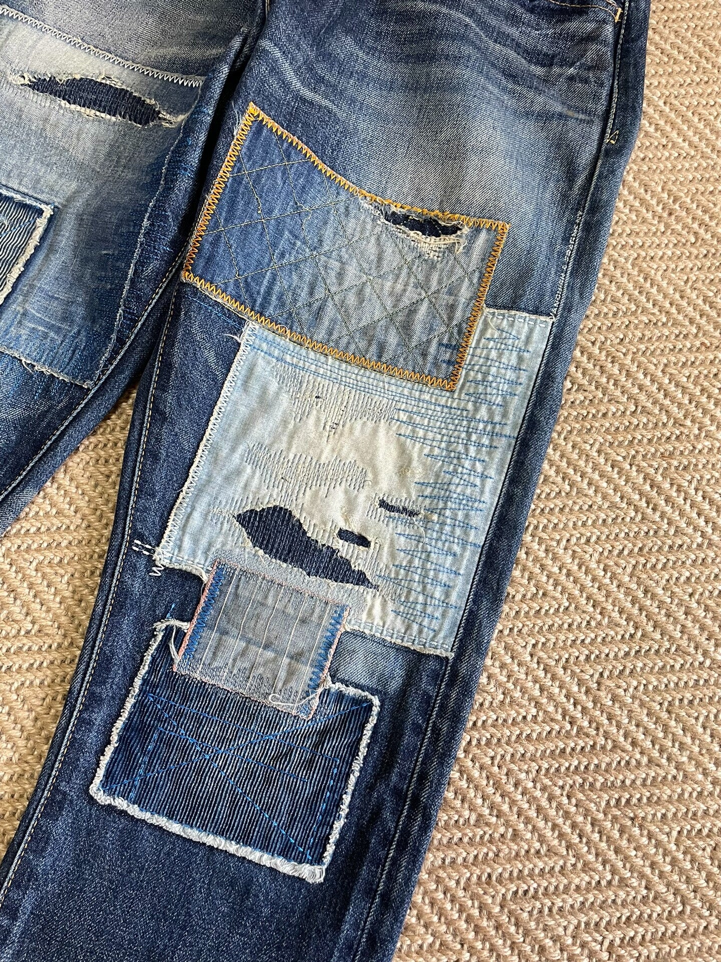Vanquish Fragment Lightning Distressed Patch Jeans