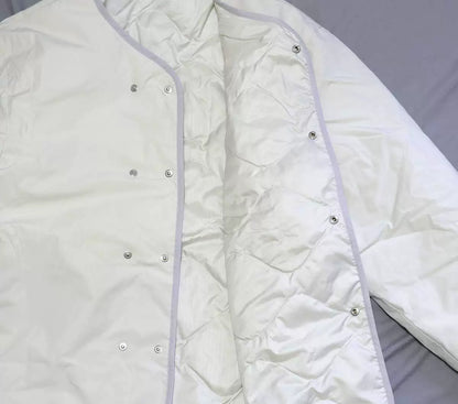 nanamica reversible down cardigan in ecru