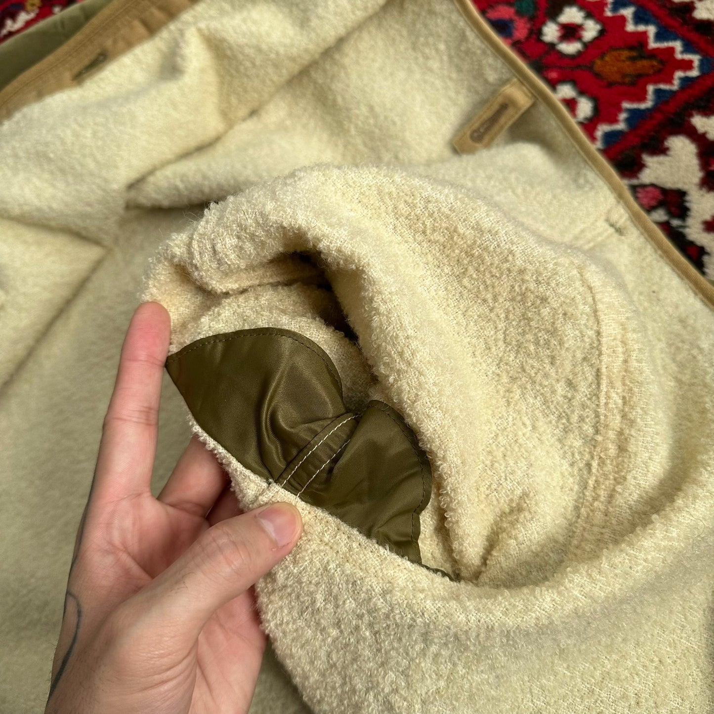 visvim iris liner jacket in khaki green