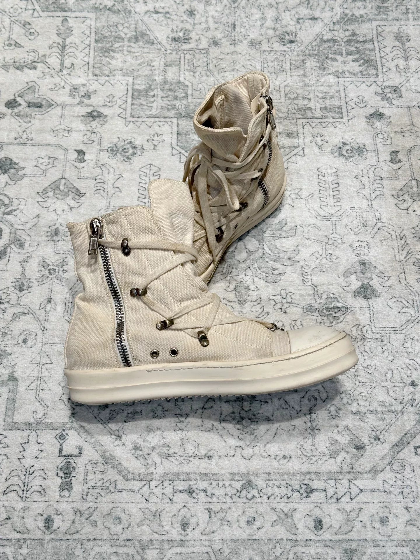 Rick Owens Canvas High-Top Sneakers