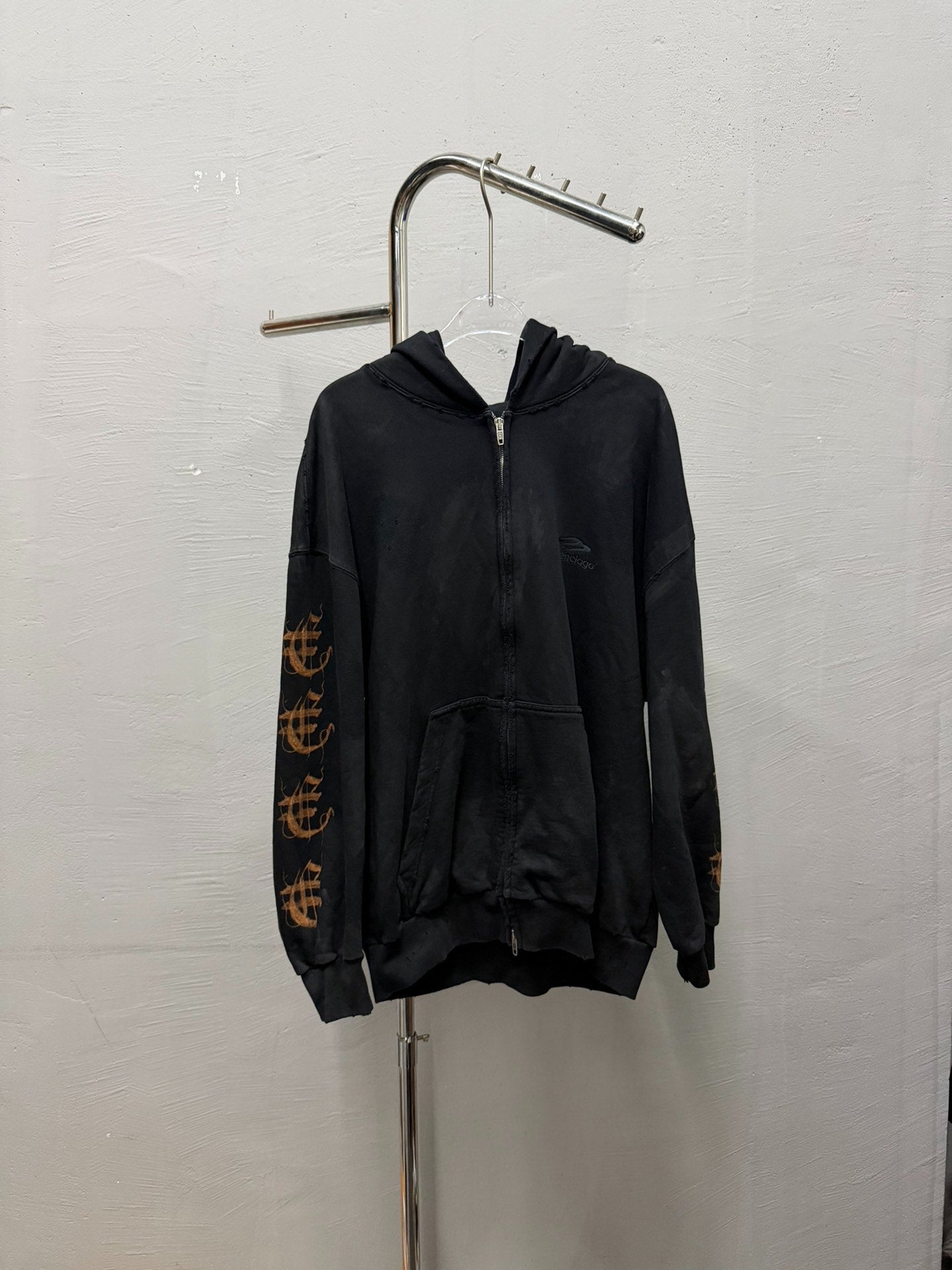 Balenciaga Black Zip Hoodie Gold Graphics