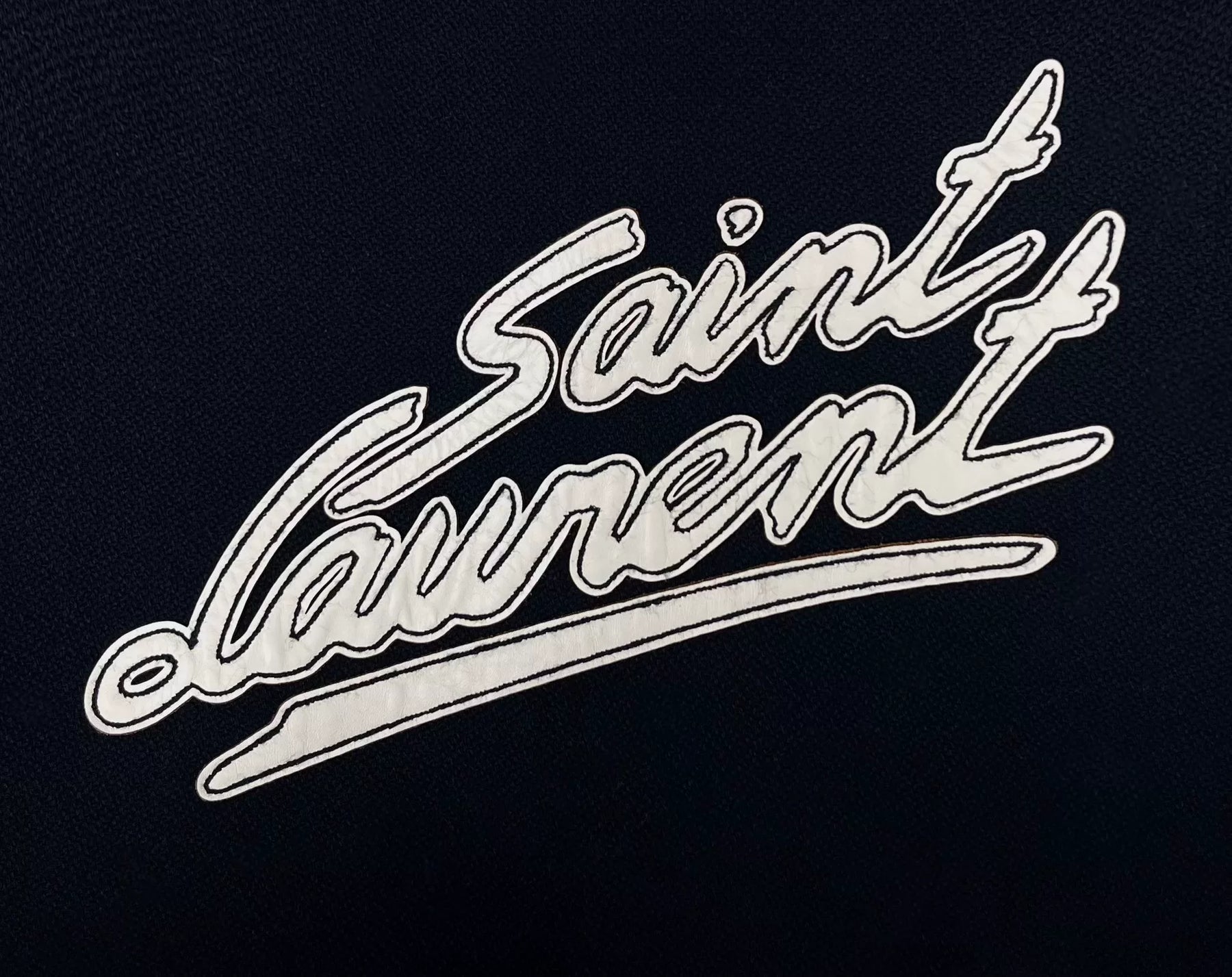 Saint Laurent Black Striped Wool Baseball Jacket