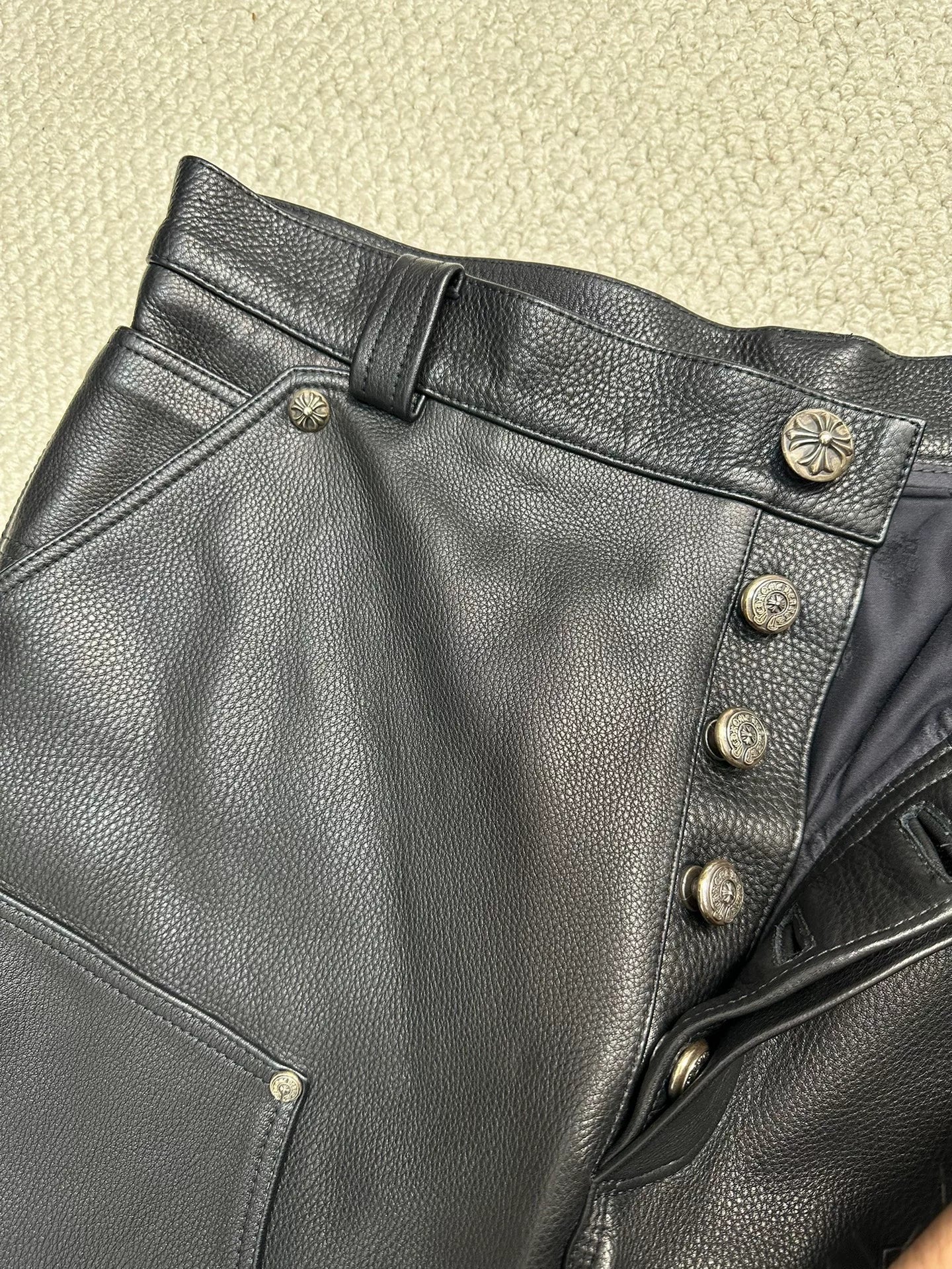 Chrome Hearts Leather Double Knee Pants